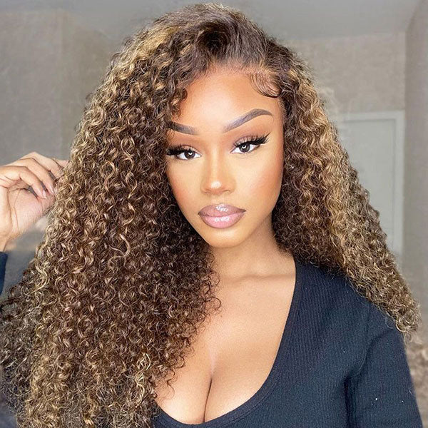 Boho-Chic Ready to Wear Breathable Highlight Water Wave 100% Glueless Wig Human Hair with Pre Cut Lace & Plucked Hairline & Bleached Knots