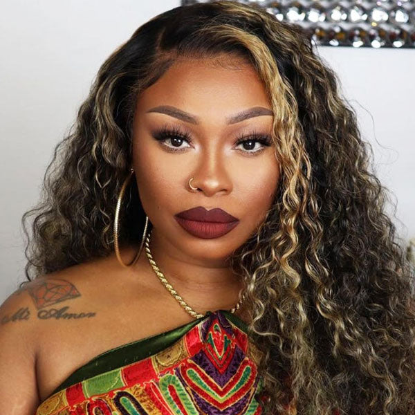 Pre Plucked Balayage Black & Blonde Highlights 13x4 HD Transparent Lace Frontal Wigs