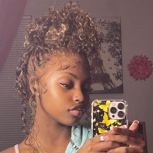 Pre Plucked P4/27 Highlight Glueless 360 HD Transparent Lace Frontal Wigs 100% Human Hair