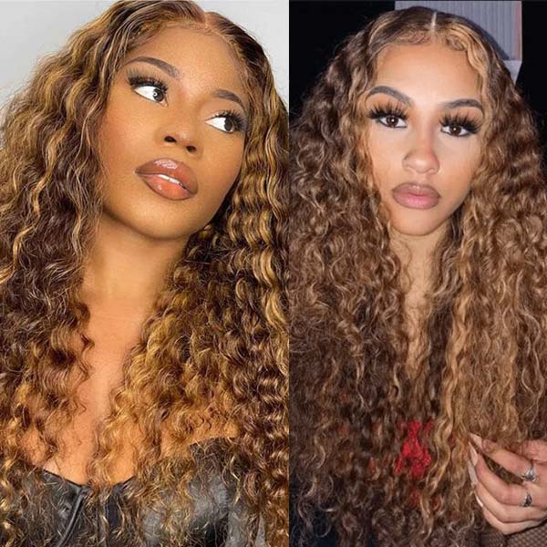 Pre Plucked P4/27 Highlight Glueless 360 HD Transparent Lace Frontal Wigs 100% Human Hair