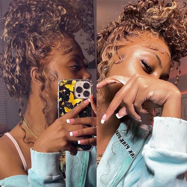 Pre Plucked P4/27 Highlight Glueless 360 HD Transparent Lace Frontal Wigs 100% Human Hair