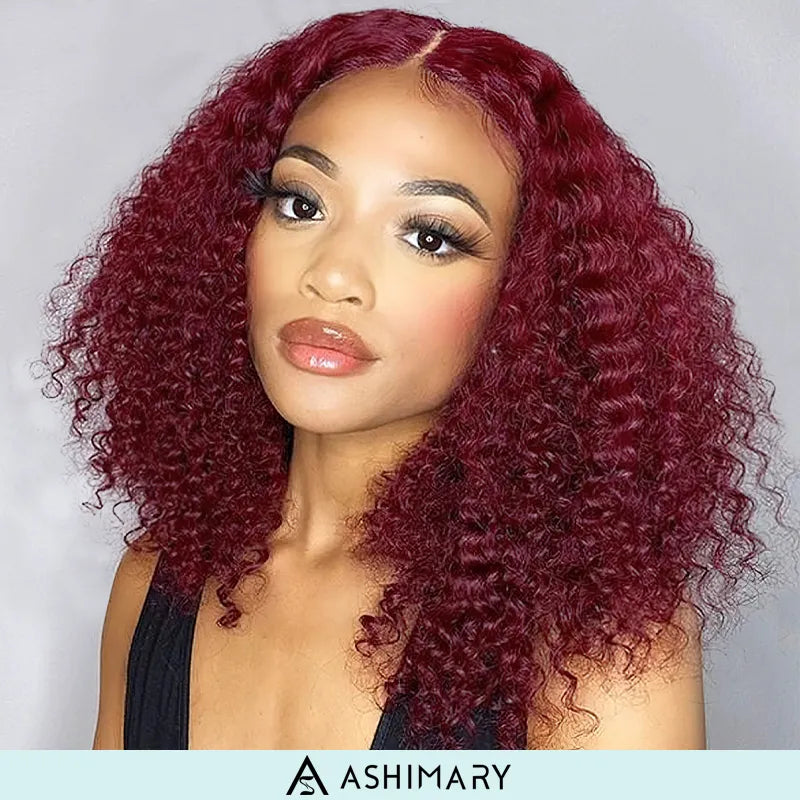 Precut Glueless Kinky Curly Lace Closure Ready To Wear Wig with Pre Plucked Hairline & Bleached Knots