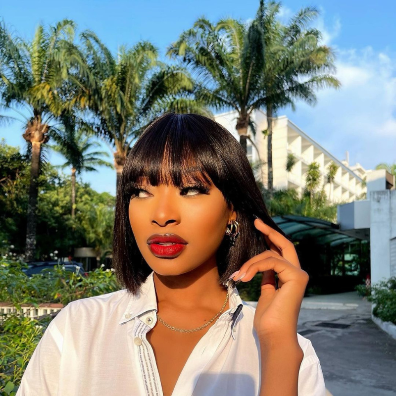 Ashimary Double Drawn High Density Pull Go 3x1 Wig True Scalp Lace Glueless Bob Wig With Bangs