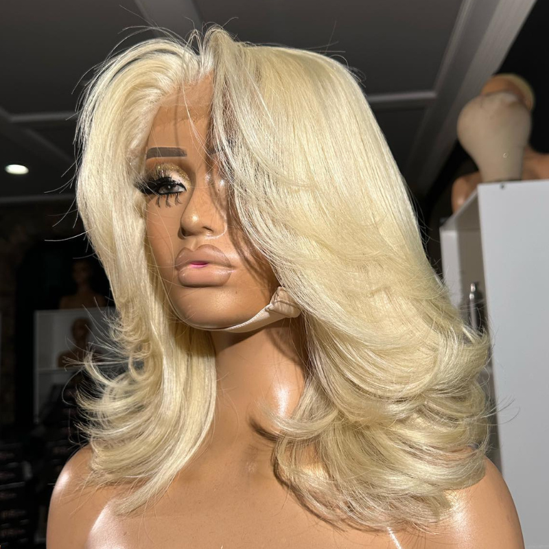 Layered Cut 613 Blonde Bob Wig 5x5 Transparent Lace Skin Melt Lightweight Fashion