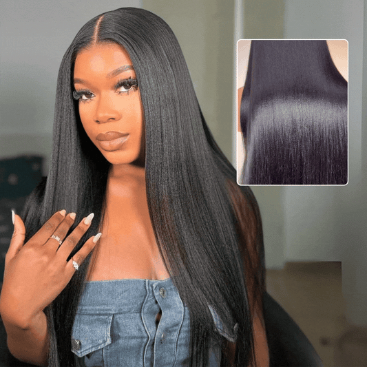 Pull Go Wig | Real Scalp Straight V Part Human Hair Beginner Friendly Thin Part Wig Without Leave Out