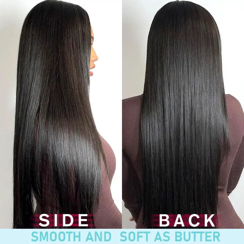 Pull Go Wig | Real Scalp Straight V Part Human Hair Beginner Friendly Thin Part Wig Without Leave Out