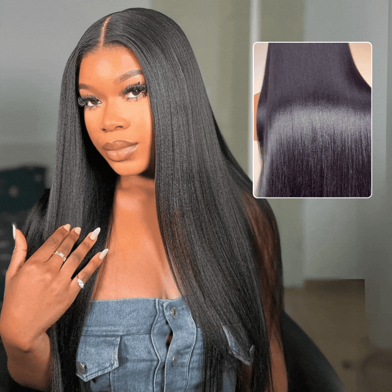 Pull Go Wig | Real Scalp Straight V Part Human Hair Beginner Friendly Thin Part Wig Without Leave Out