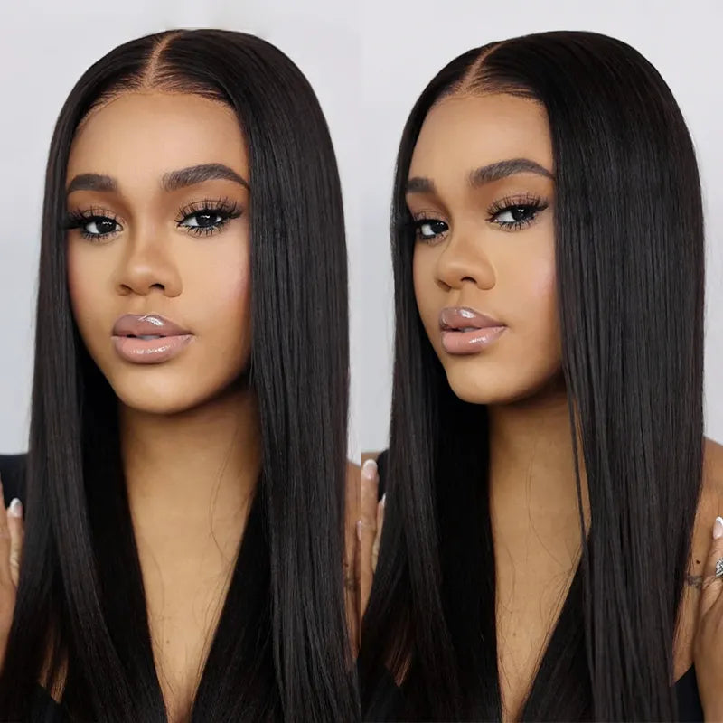 Pull Go Wig | Real Scalp Straight V Part Human Hair Beginner Friendly Thin Part Wig Without Leave Out