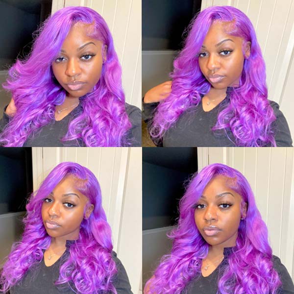 Purple Color Pre Plucked 4*4 5*5 13*4 Transparent Lace Frontal Wigs Body Wave Virgin Hair