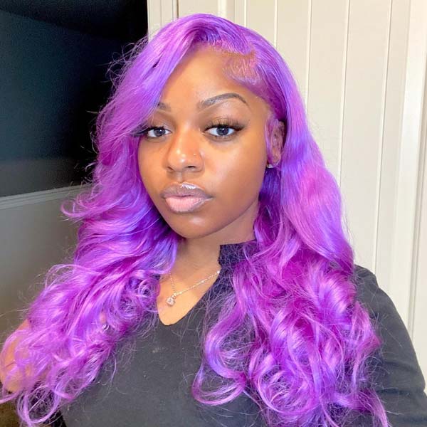Purple Color Pre Plucked 4*4 5*5 13*4 Transparent Lace Frontal Wigs Body Wave Virgin Hair