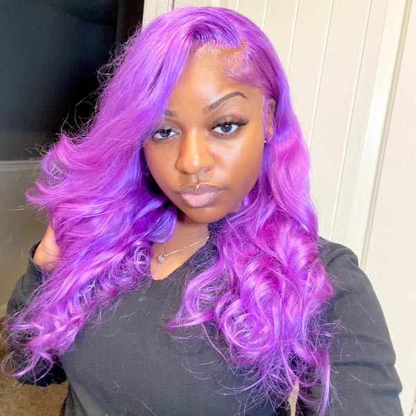 Purple Color Pre Plucked 4*4 5*5 13*4 Transparent Lace Frontal Wigs Body Wave Virgin Hair