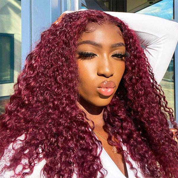 Ready To Wear Glueless 99J Deep Wave 4x4 5x5 13x4 Lace Wigs Pre Plucked with Baby Hair