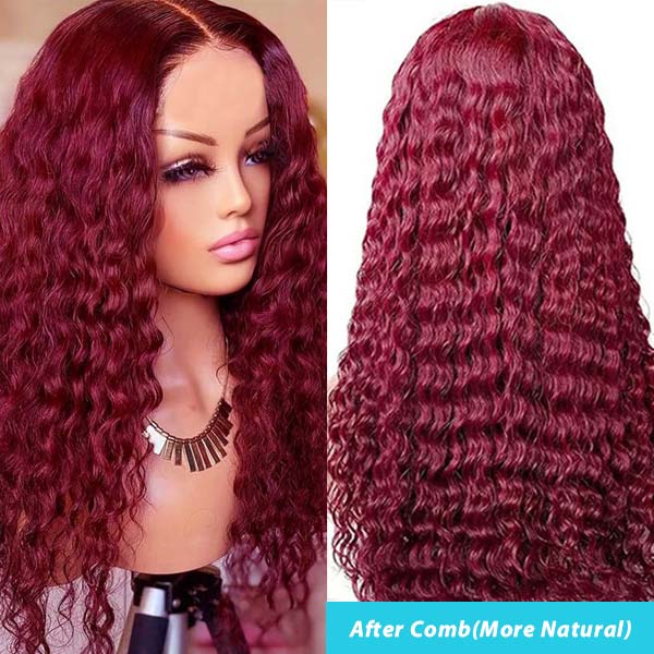 Ready To Wear Glueless 99J Deep Wave 4x4 5x5 13x4 Lace Wigs Pre Plucked with Baby Hair