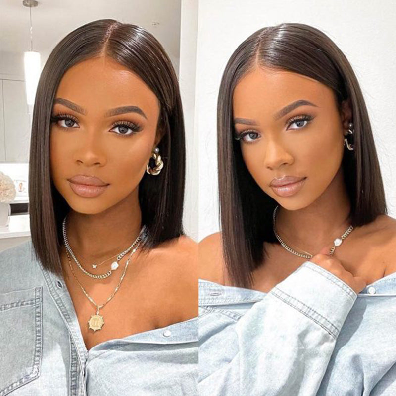 Double Drawn High Density Short Bob Wigs Straight Human Hair Wigs with Full Ends