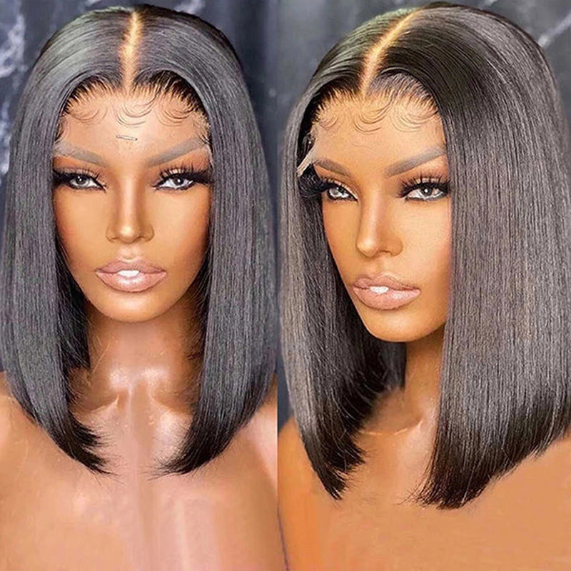 Double Drawn High Density Short Bob Wigs Straight Human Hair Wigs with Full Ends