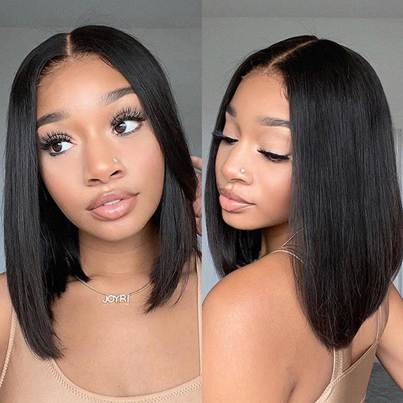 Double Drawn High Density Short Bob Wigs Straight Human Hair Wigs with Full Ends
