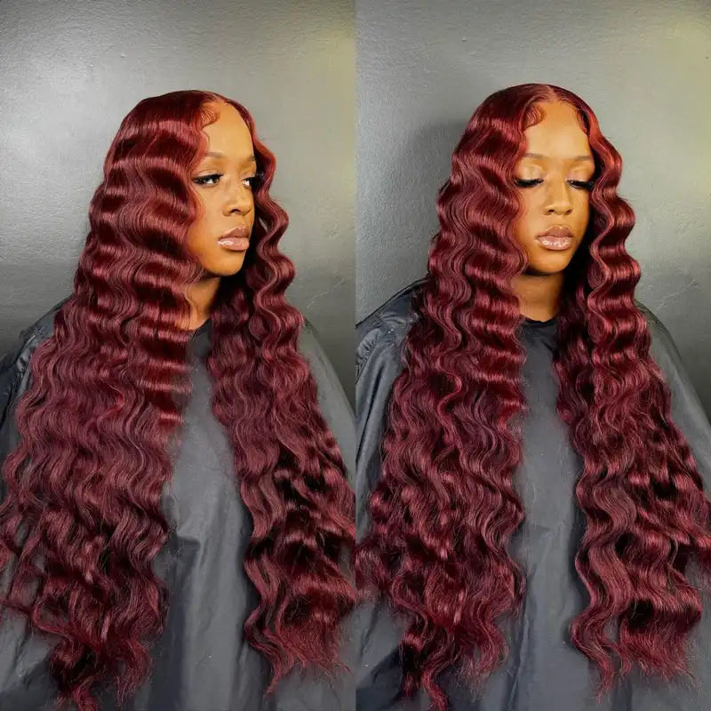 99J Burgundy Curly Wig 360 Frontal Wigs Ashimary Virgin Hair Front Wigs