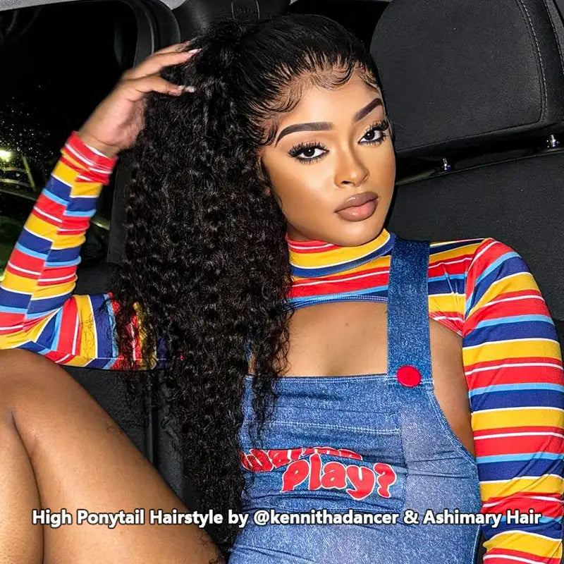 Pre Plucked Deep Wave 360 Lace Frontal Wig with Baby Hair Brazilian Hair