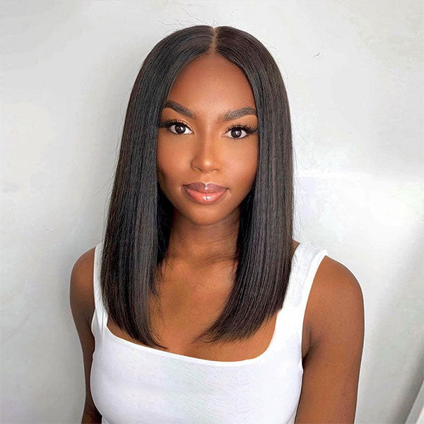 Pull Go Wig | Glueless Straight Bob V Part Wig Beginner Friendly Natural Scalp Thick Human Hair Ashimaryhair