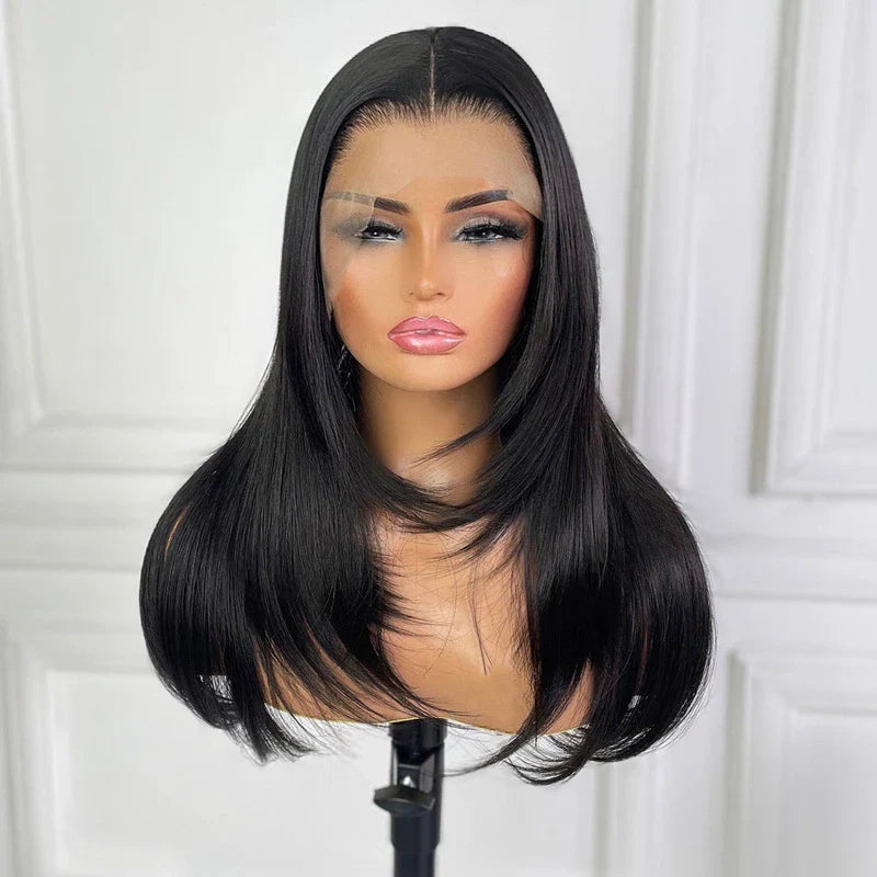 Trendy Long Layered Butterfly Haircut Straight Wig 13x4 Transparent Lace Frontal Wig Ashimary Hair