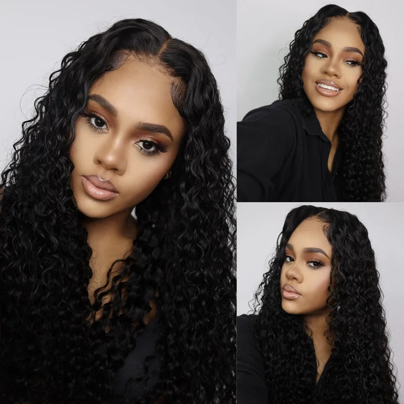 Ready to Wear Magic Wet and Wavy Pre Cut Lace Water Wave 2 in 1 Dry Straight & Wet Curly Wig with Pre Bleached Knots & Plucked Hairline
