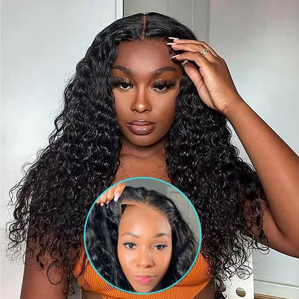 Air Wig|Upgrade Pre Cut Lace Wear Go Glueless Deep Wave Wig with Pre Bleached Knots & Plucked Hairline