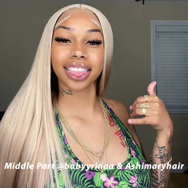 Ashimary Ash Blonde Straight Hair Lace Frontal Wigs Online For Sale