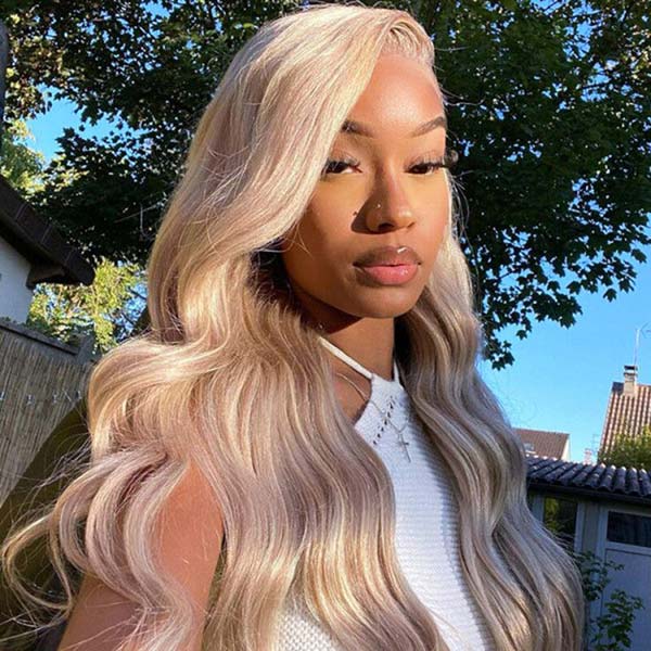 Ashimary Ash Blonde Color Body Wave Lace Frontal Wigs Online For Sale