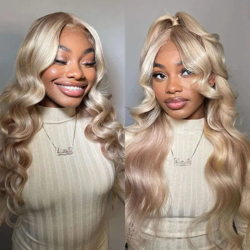Ashimary Ash Blonde Color Body Wave Lace Frontal Wigs Online For Sale
