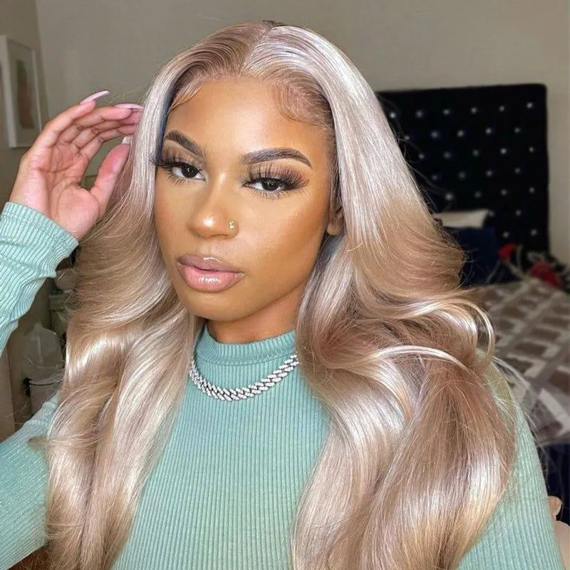 Ashimary Ash Blonde Color Body Wave Lace Frontal Wigs Online For Sale