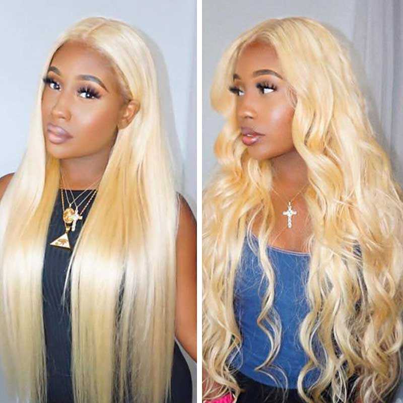 Invisible HD Lace 613 Blonde 13x4 Lace Front Straight Human Hair Wig Pre-plucked