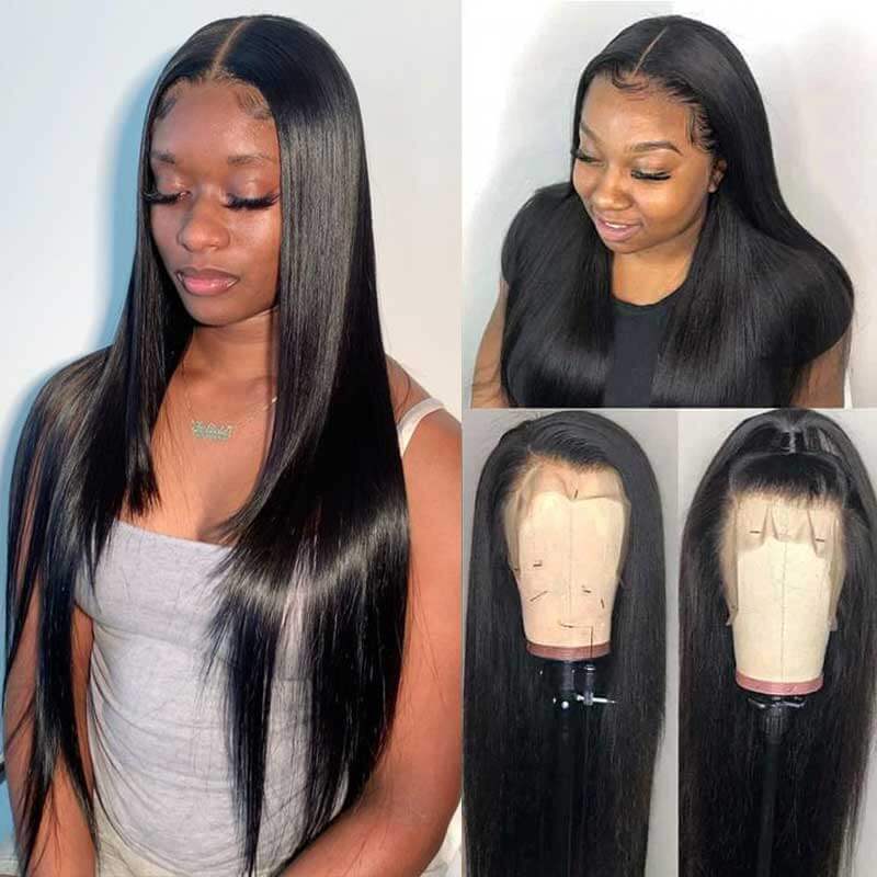 Transparent HD Lace Front Wig 13*4 Frontal Straight Human Hair Wig Natural Color