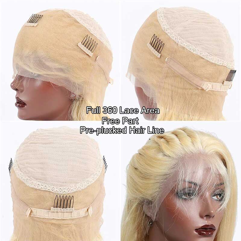 Pre Plucked 613 Blonde 360 Lace Frontal Wig with Baby Hair Hd Transparent Lace