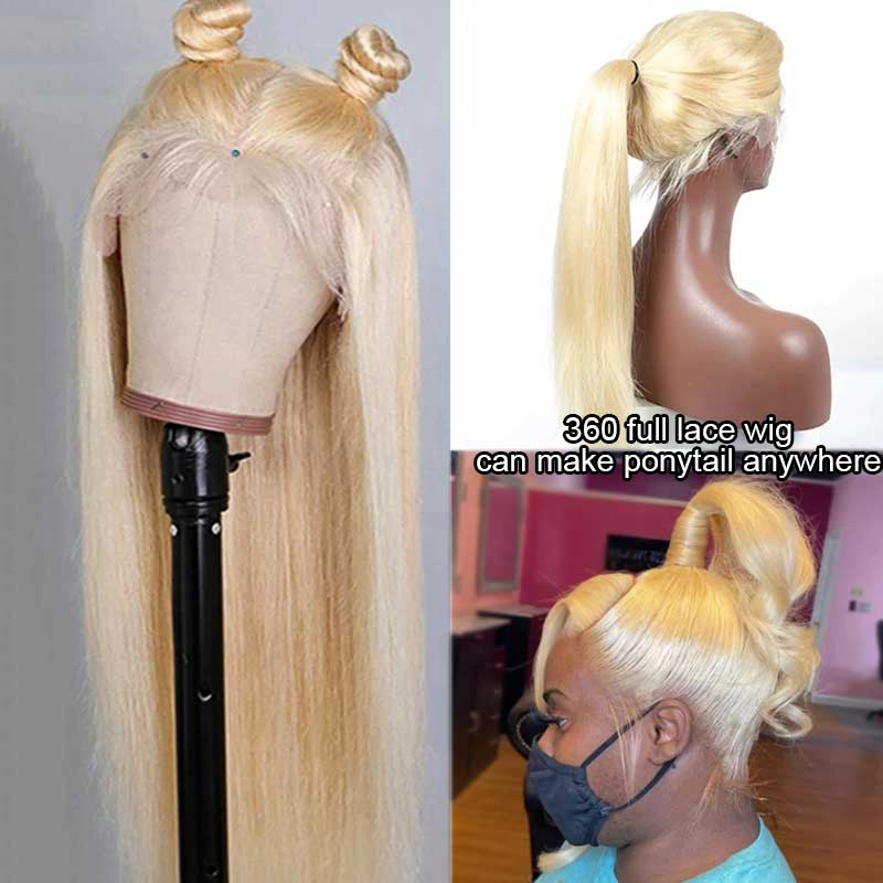 Pre Plucked 613 Blonde 360 Lace Frontal Wig with Baby Hair Hd Transparent Lace