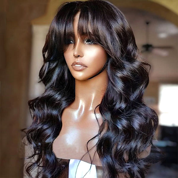 $89 for 20" Throw on & Go Body Wave Wig with Bangs Cost-effective Wig 10A Human Hair