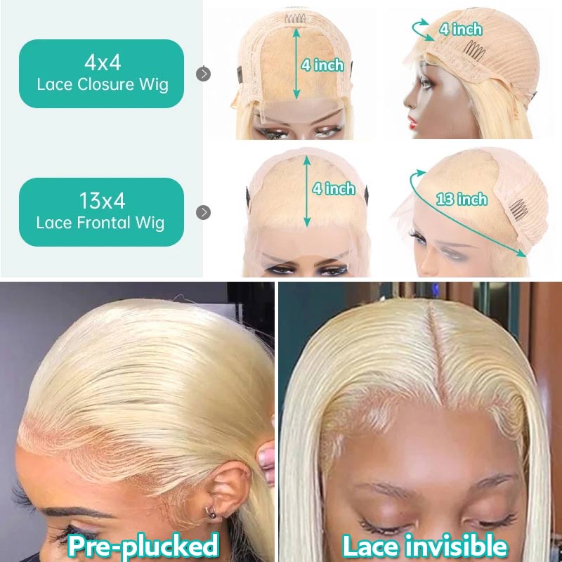 Blonde Highlight Bob Transparent Lace Wig Human Hair