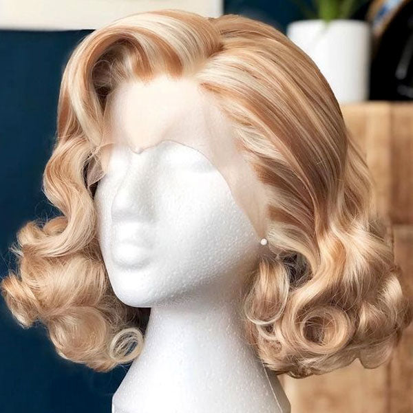 Blonde Highlight Bob Transparent Lace Wig Human Hair