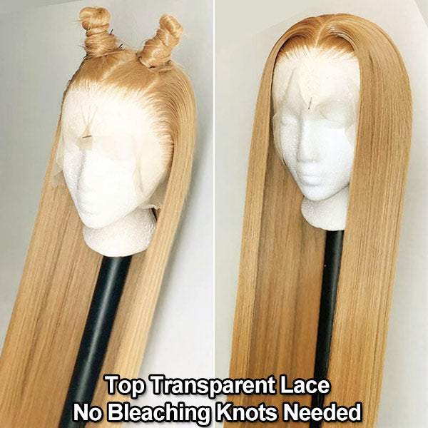 Light Brown Straight Frontal Wig #27 13x4 13x6 Lace Wigs 180% Pre-plucked Human Hair