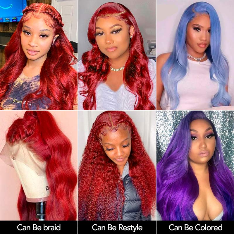 Red Lace Front Wig 13*4 Transparent Lace Ashimary Red Wig Human Hair