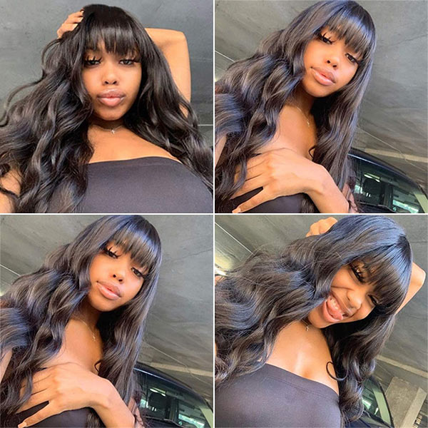 $89 for 20" Throw on & Go Body Wave Wig with Bangs Cost-effective Wig 10A Human Hair