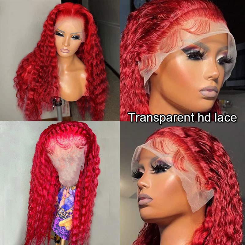 Red Lace Front Wig 13*4 Transparent Lace Ashimary Red Wig Human Hair