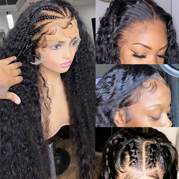 13x4 Transparent HD lace Front Wigs Deep Wave Human Hair 180% 250% Density Ashimary