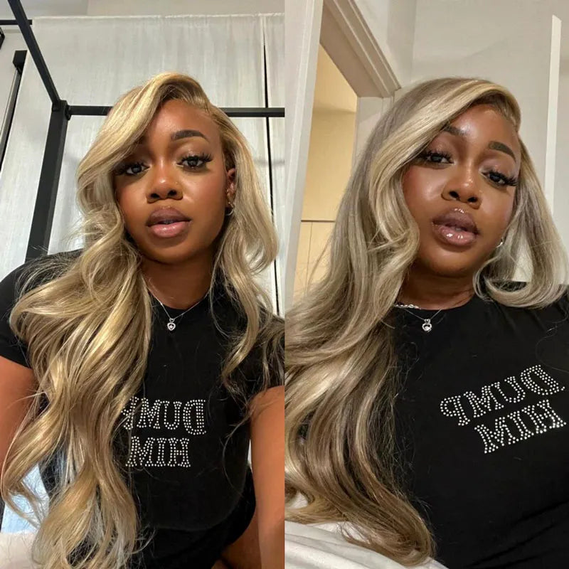 Customized Blonde Balayage on Brown Hair Transparent 13x4 &13x6 Full Lace Frontal Wig Ashimary Hair