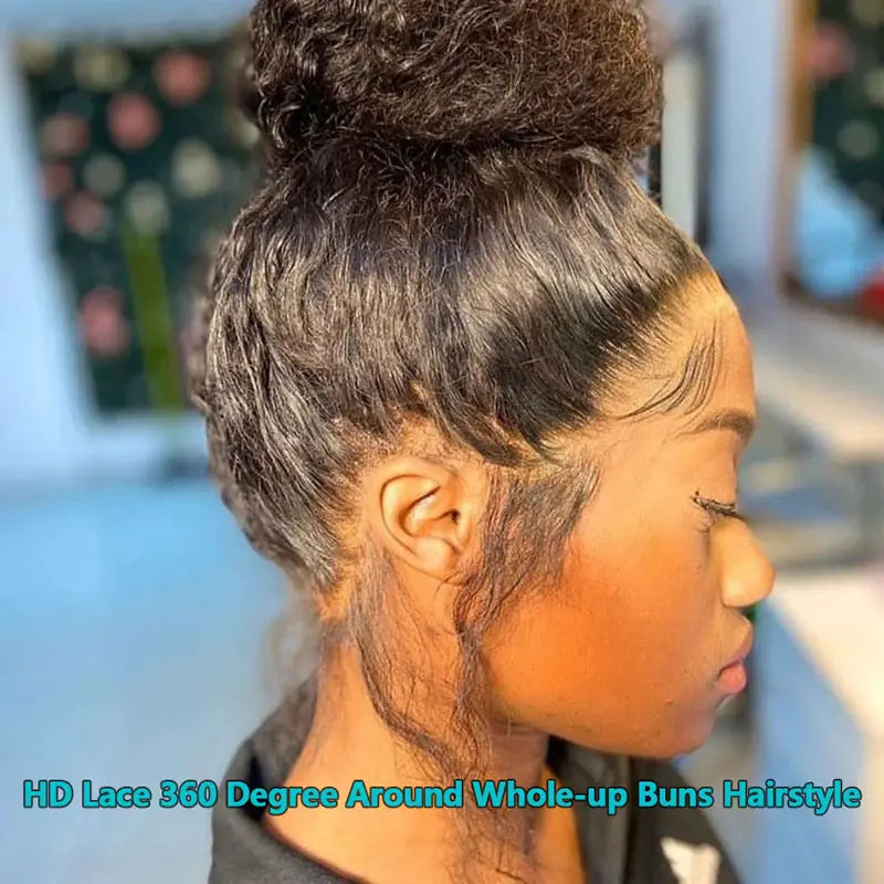 360 Lace Front Kinky  Curly Human Hair Wig For Women