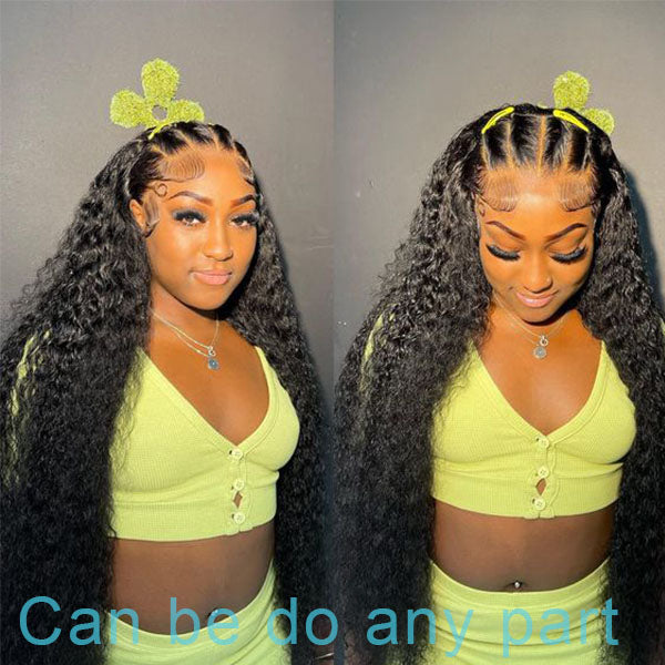 Pull Go 13x6 Full Wig Water Wave Transparent Lace Wig Natural Black Color