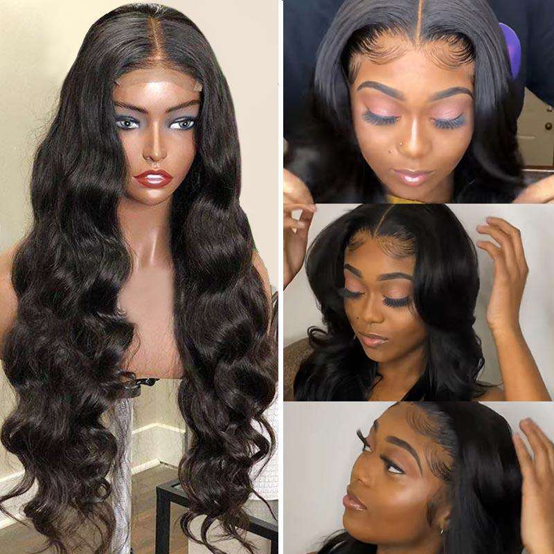 Glueless 5*5 HD Lace Closure Wig Body Wave Transparent Lace Human Hair Wigs Ashimary