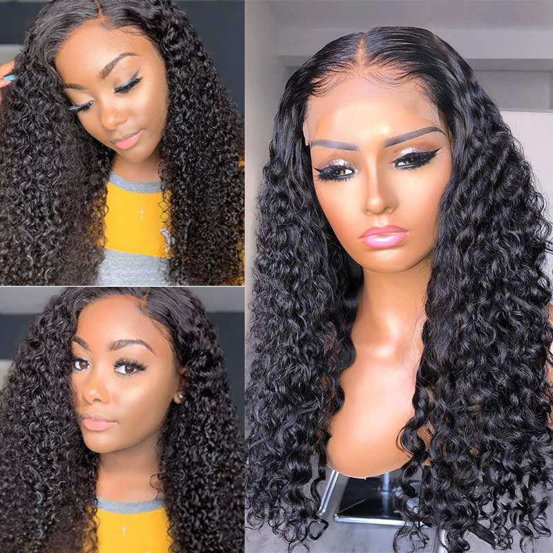 Ashimary Jerry Curly Glueless 5x5 HD Transparent Closure Wig Brazilian Human Hair Natural Color