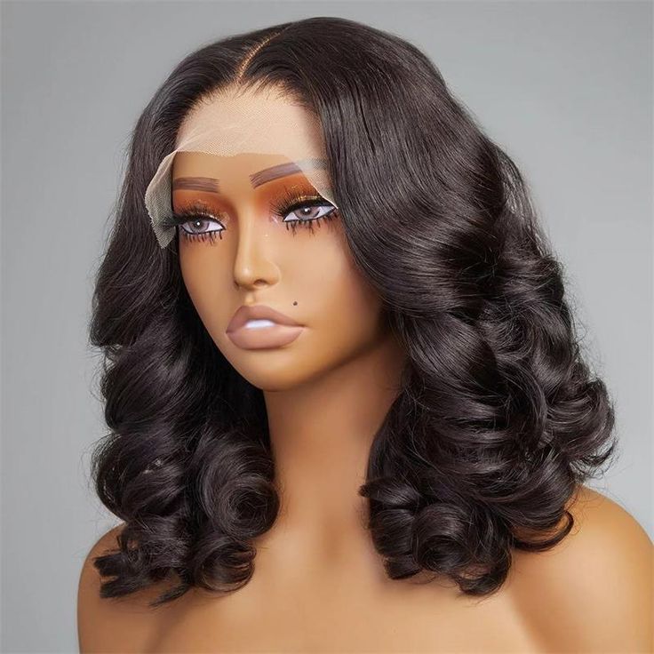 Fluffy Bouncy Rose Wave Side Part 4x4 13x4 Lace Wigs 100% Human Hair Beginner Friendly
