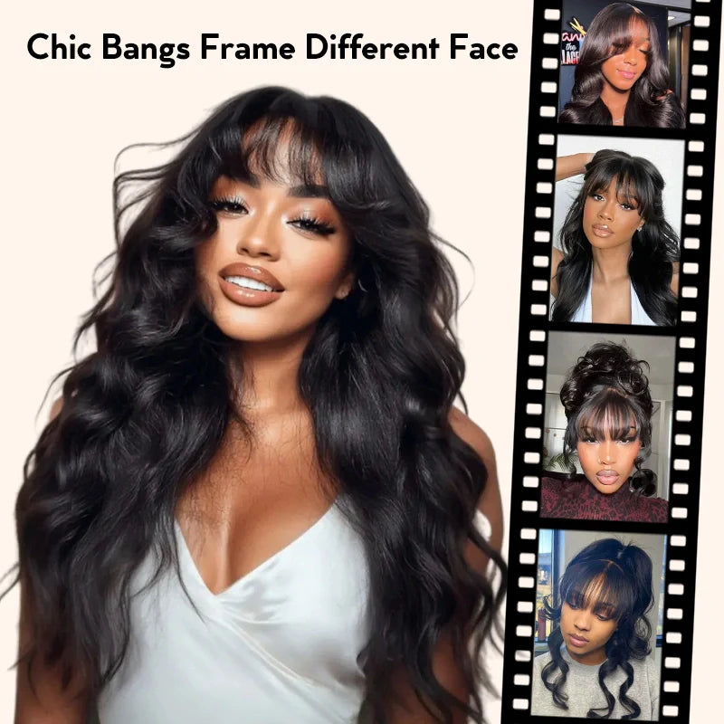 Layer Cut Body Wave With Bang 360 Invisi Strap Lace Frontal Wig Glueless Salon Hairstyles