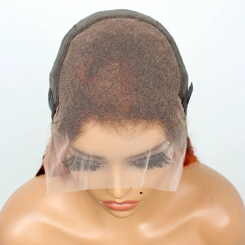 Ginger Orange Highlight Skunk Stripe on Chocolate Brown Hair 13x4 13x6 Ombre Lace Front Wigs